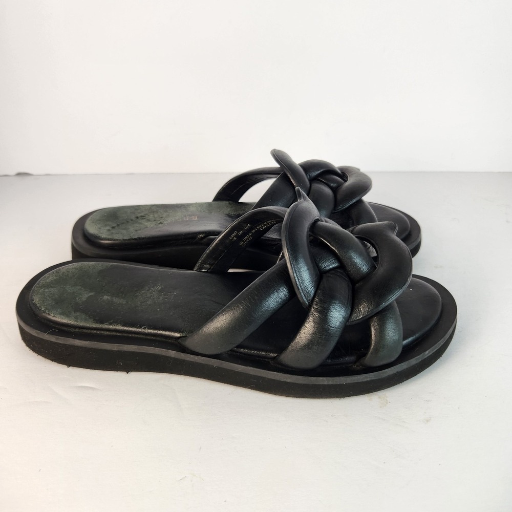 Coach Georgie Women's C Signature‎ Black Leather Slip-On Sandals Size 6B - Picture 4 of 6